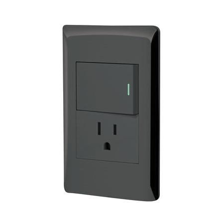 Placa armada negra interruptor y contacto 1.5 mod Lisboa