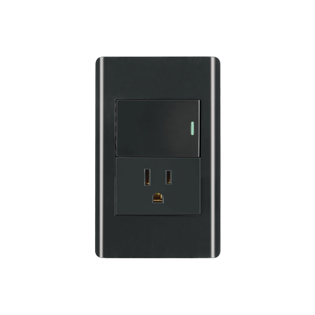 Placa armada negra interruptor y contacto 1.5 mod Lisboa