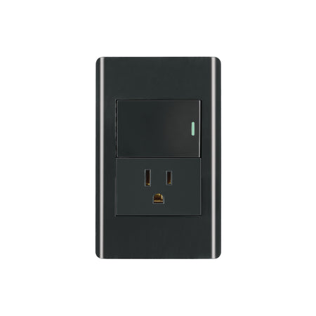 Placa armada negra interruptor y contacto 1.5 mod Lisboa
