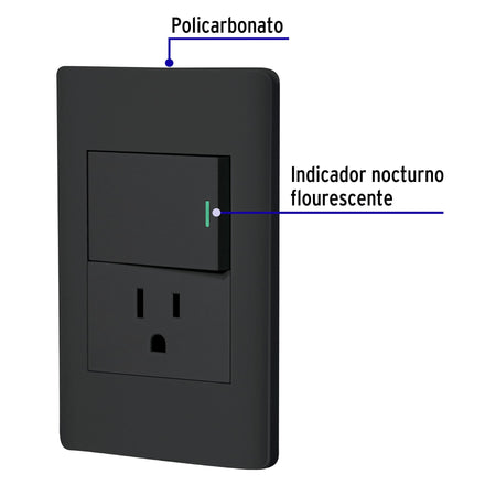 Placa armada negra interruptor y contacto 1.5 mod Lisboa