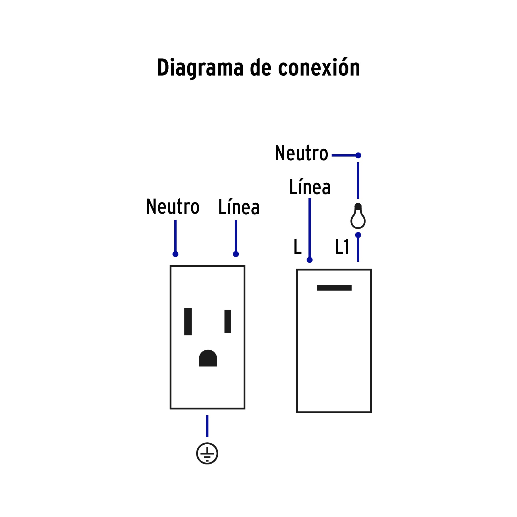 Placa armada negra interruptor y contacto 1.5 mod Lisboa