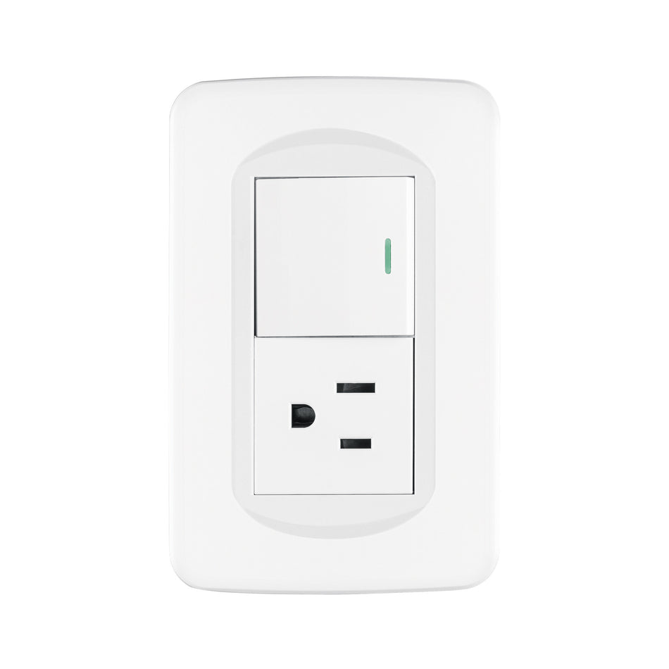 Placa armada interruptor y contacto 1.5 modulos Toledo