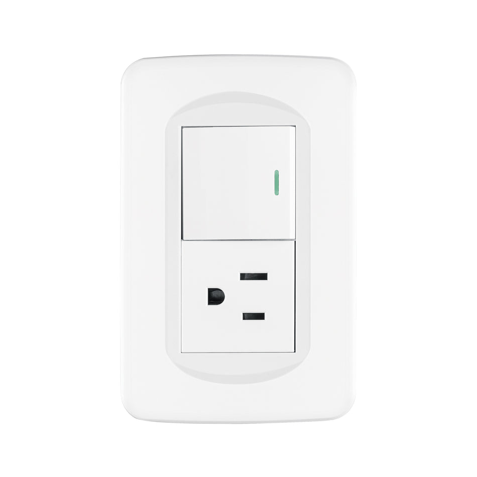 Placa armada interruptor y contacto 1.5 modulos Toledo