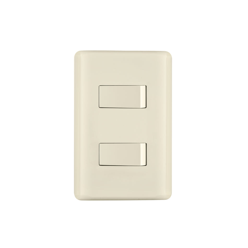 Placa armada, 2 interruptores, marfil, Volteck