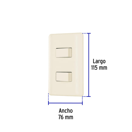 Placa armada, 2 interruptores, marfil, Volteck
