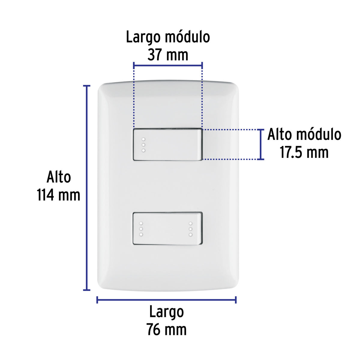 Placa armada 1 interruptor 1 escalera,blanco, línea Italiana