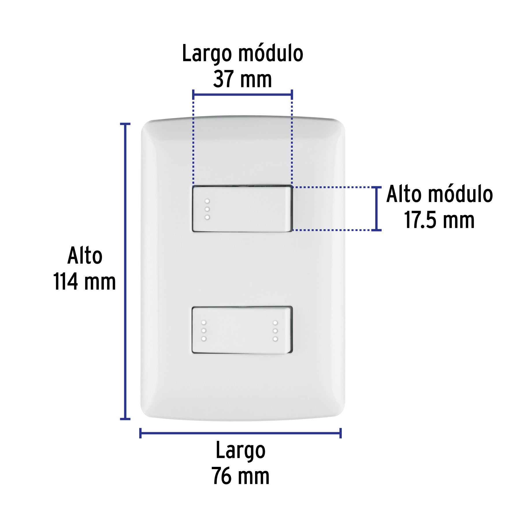 Placa armada 1 interruptor 1 escalera,blanco, línea Italiana