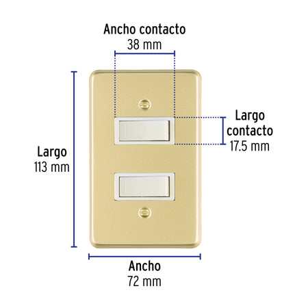 Placa armada 2 interruptores sencillos, línea Económica