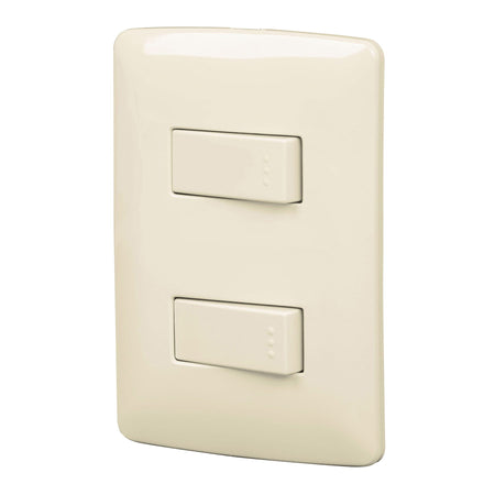 Placa armada 2 interruptores sencillos,madera,línea Italiana