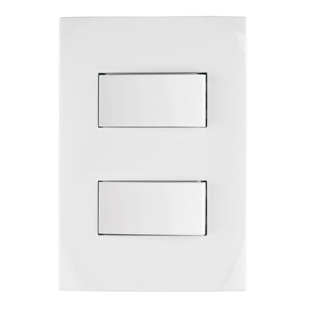 Placa armada 2 interruptores sencillos linea Oslo blanco
