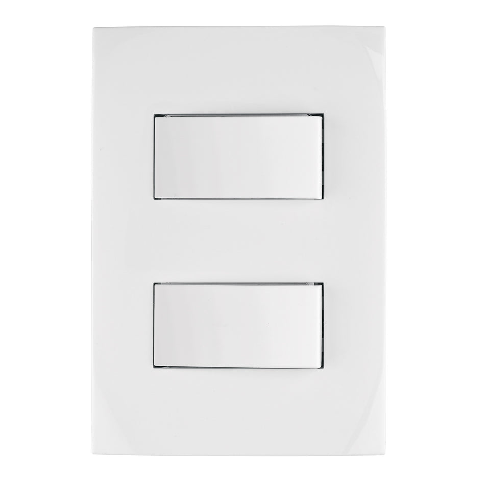 Placa armada 2 interruptores sencillos linea Oslo blanco