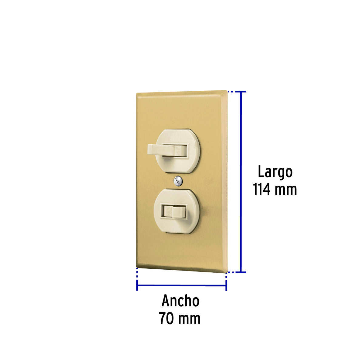 Placa armada 2 interruptor sencillo, línea Standard,aluminio