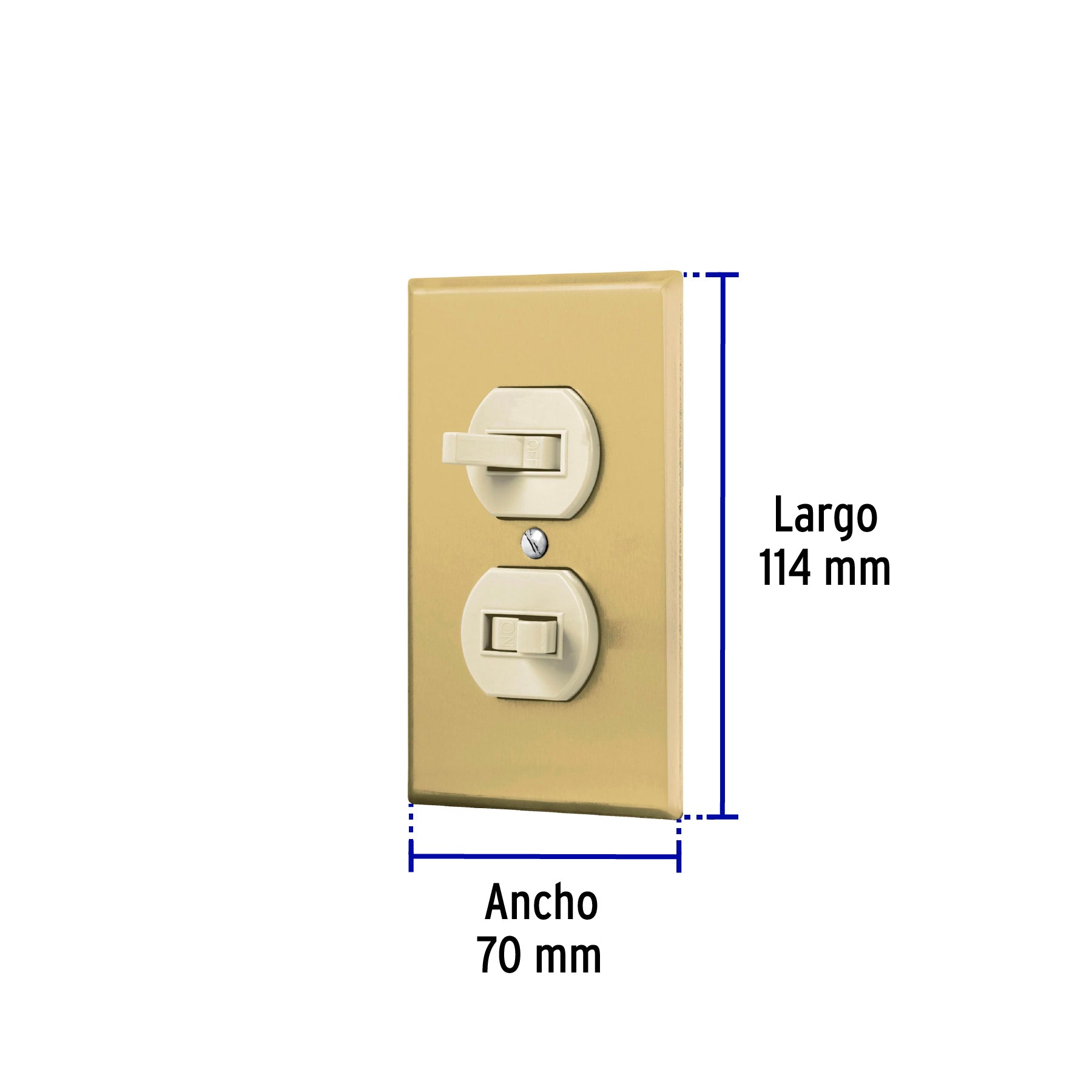 Placa armada 2 interruptor sencillo, línea Standard,aluminio