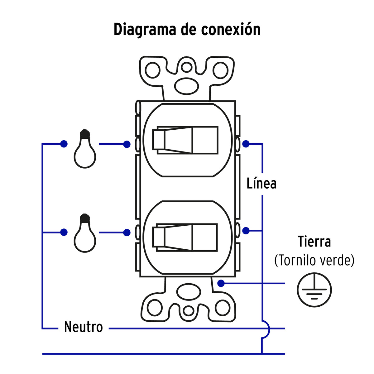 Placa armada 2 interruptor sencillo, línea Standard,aluminio