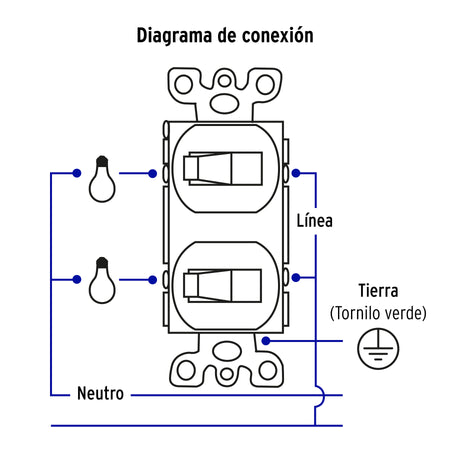 Placa armada 2 interruptor sencillo, línea Standard,aluminio