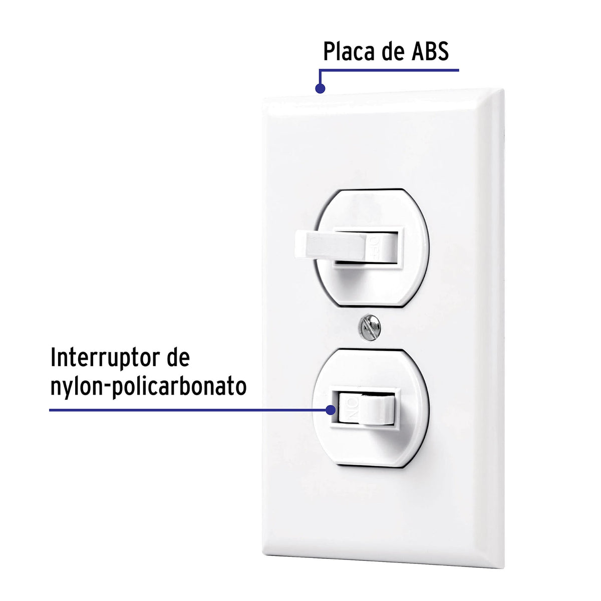 Placa armada 2 interruptores sencillo,blanca, Línea Standard