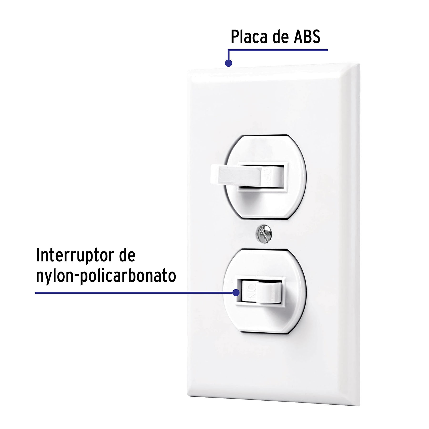 Placa armada 2 interruptores sencillo,blanca, Línea Standard