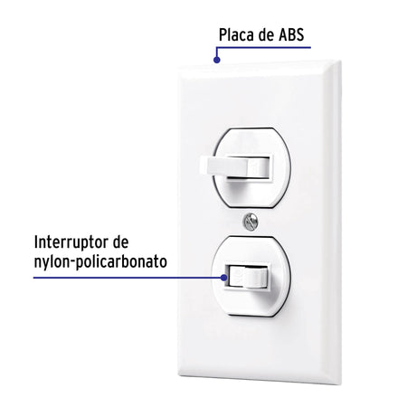 Placa armada 2 interruptores sencillo,blanca, Línea Standard