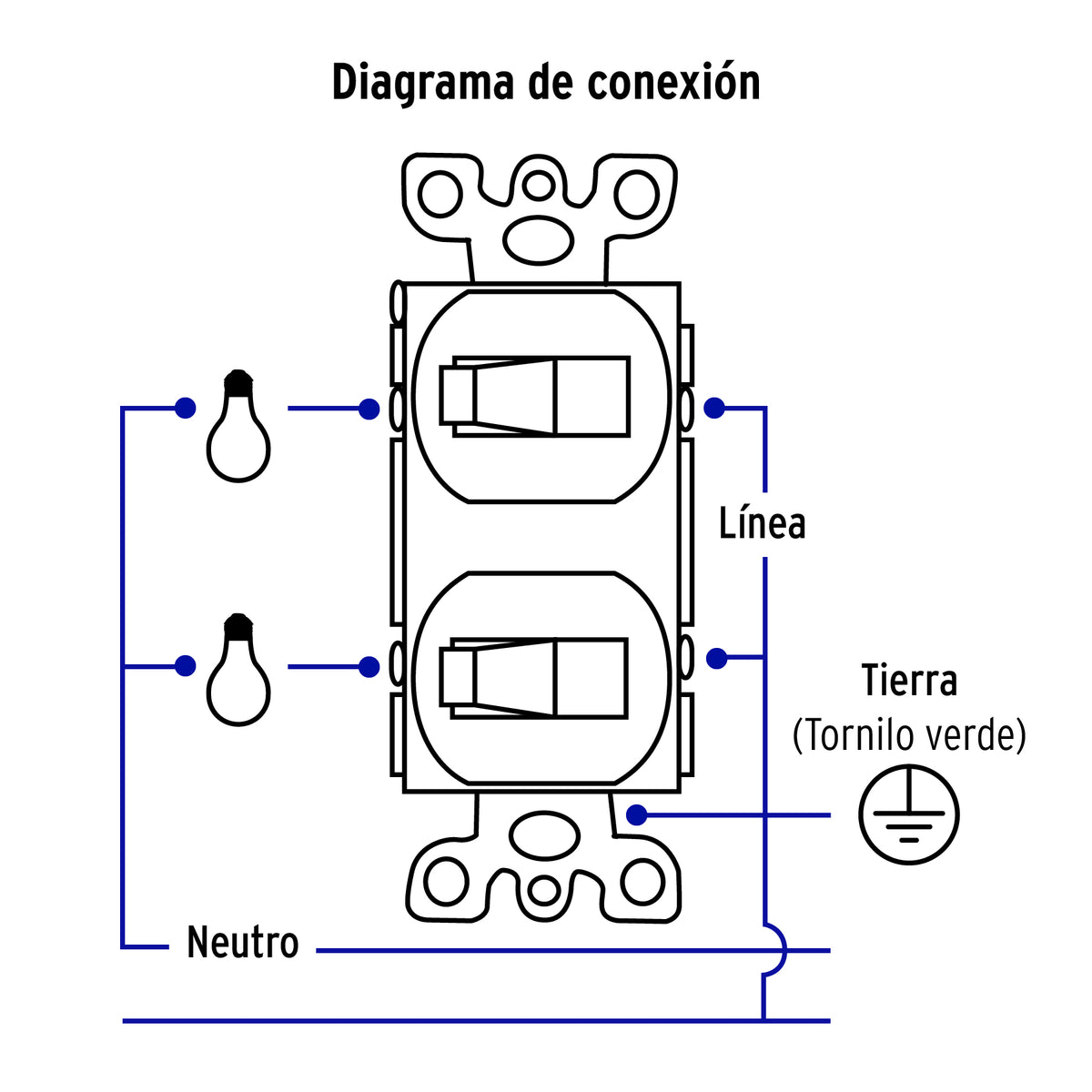 Placa armada 2 interruptores sencillo,blanca, Línea Standard