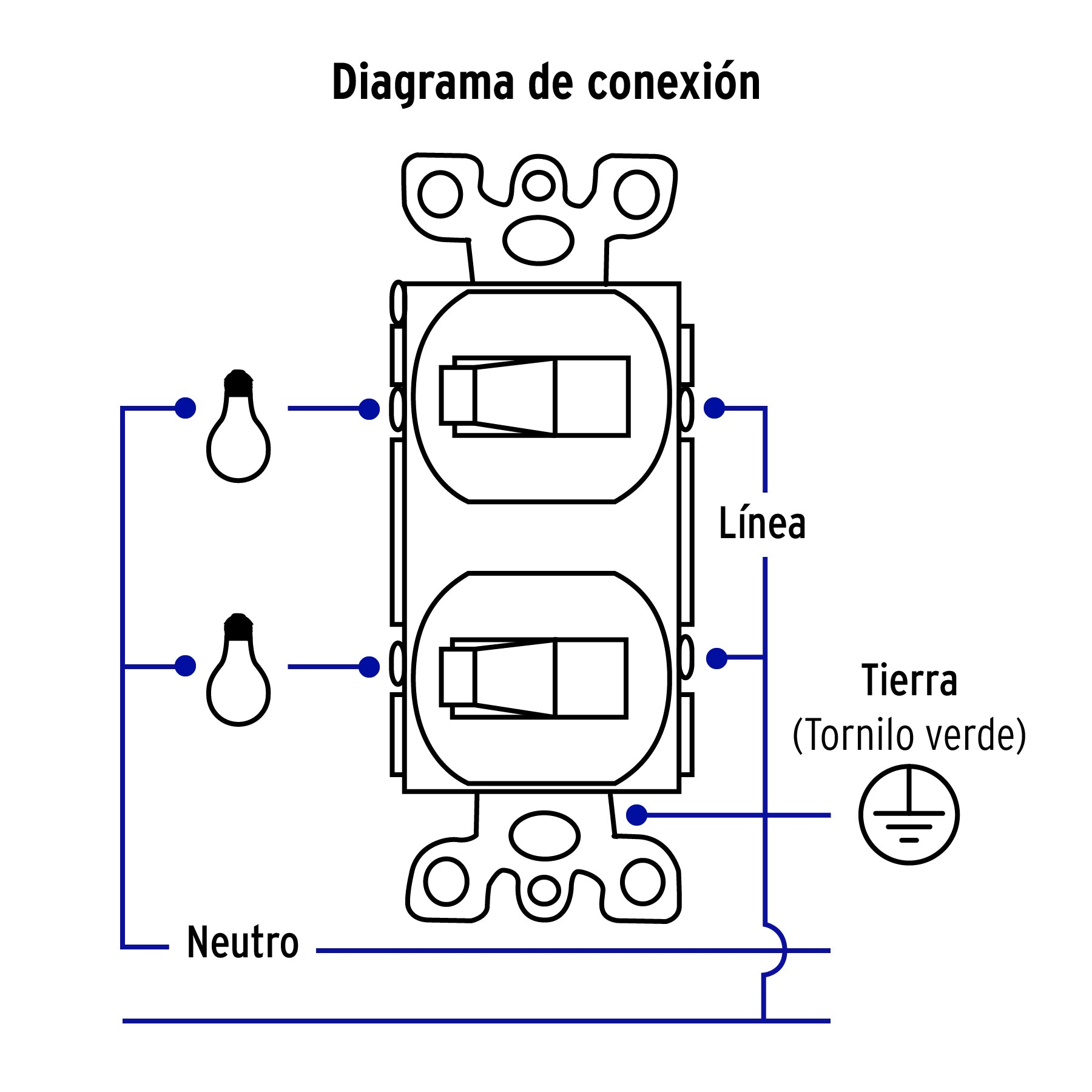 Placa armada 2 interruptores sencillo,blanca, Línea Standard