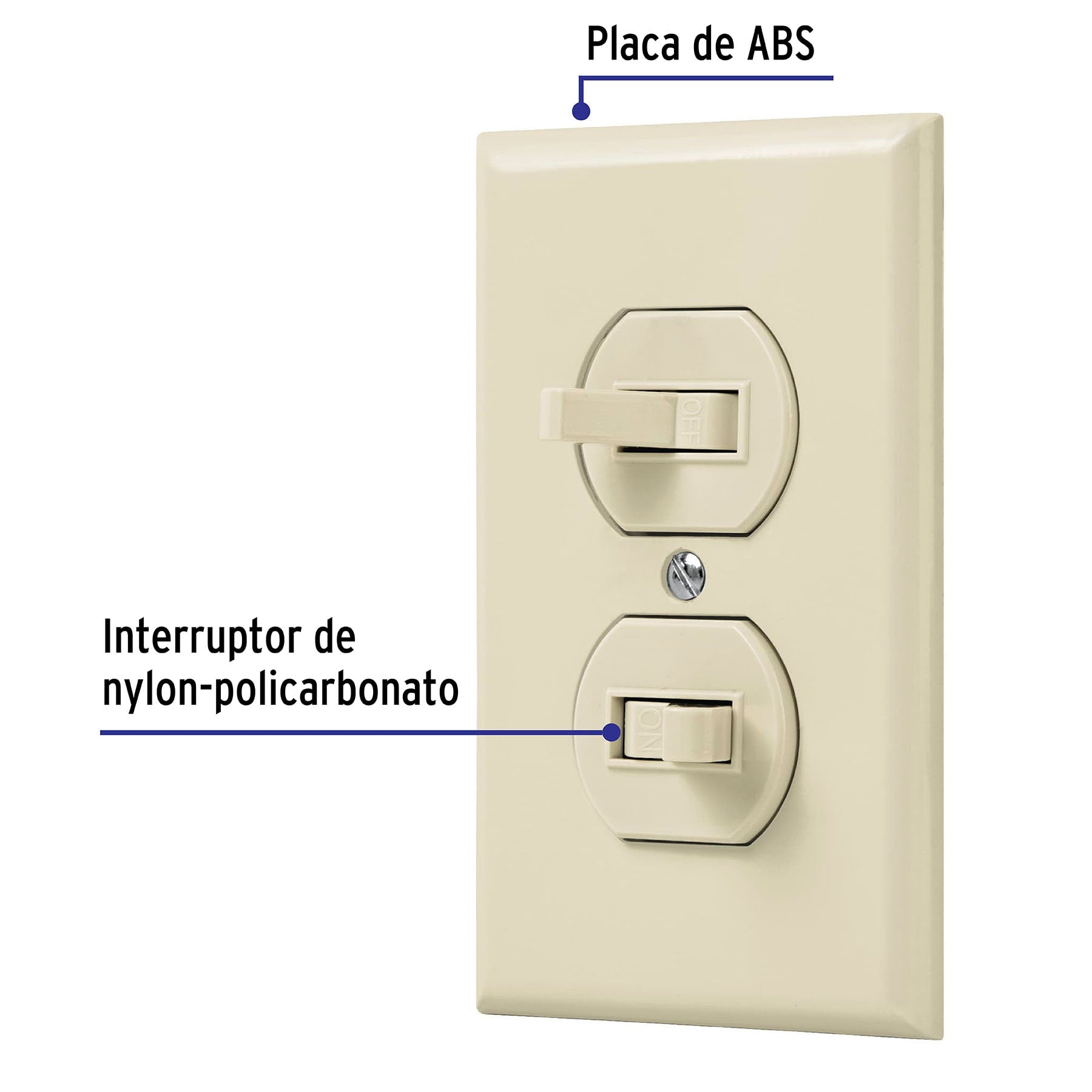 Interruptor dúplex de palanca, Standard, marfil, Volteck