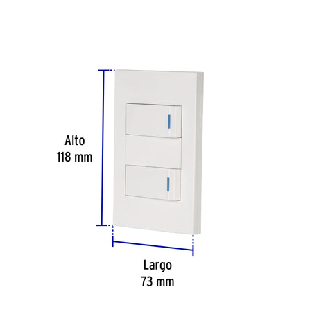 Placa armada 2 interruptores, 1 módulo, Española, blanco