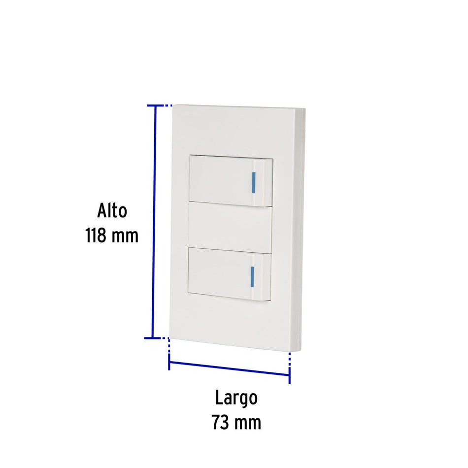 Placa armada 2 interruptores, 1 módulo, Española, blanco