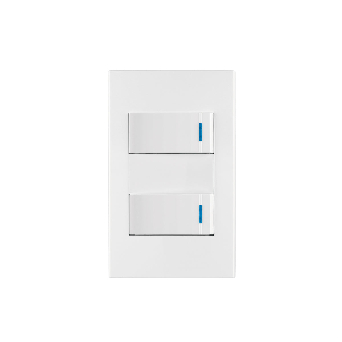 Placa armada 2 interruptores 1de 3vías,1 mod,Española,blanco