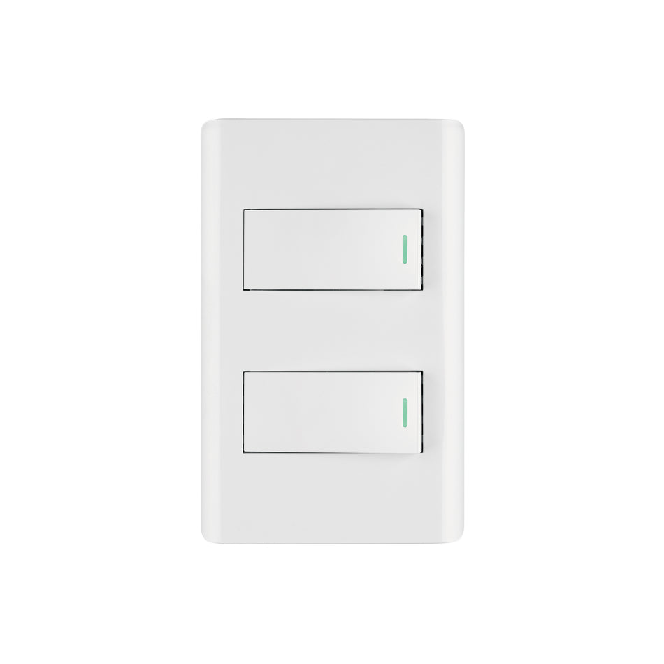 Placa armada blanca 1 interruptor y 1 de 3 vías 1 mód,Lisboa