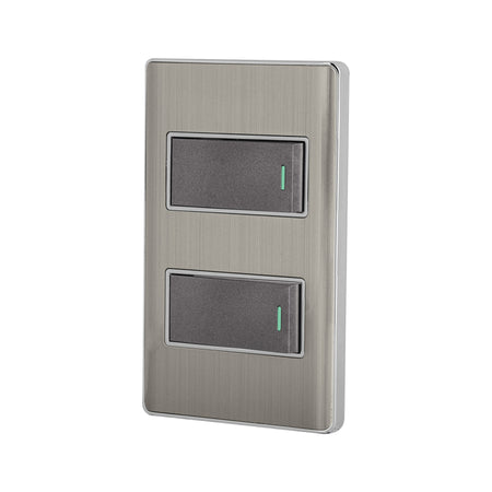 Placa armada acero inox con 2 interruptores 1 modulo Lisboa