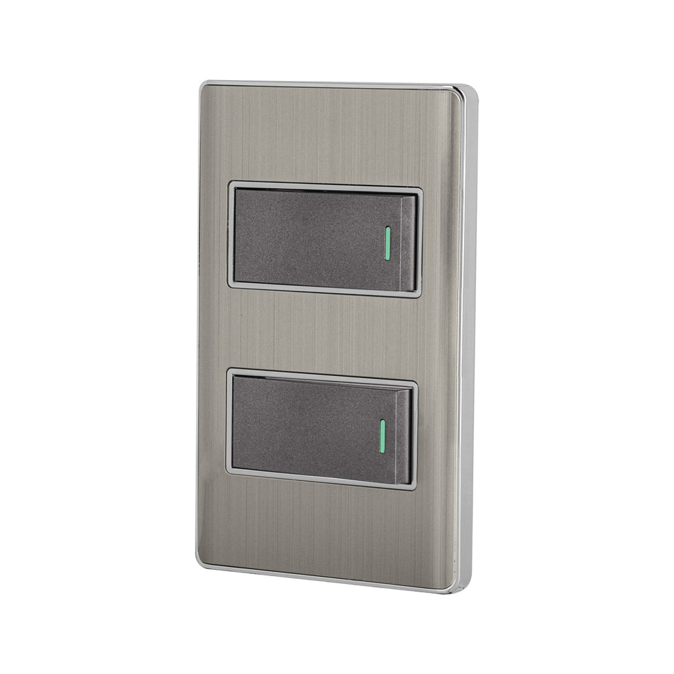 Placa armada acero inox con 2 interruptores 1 modulo Lisboa