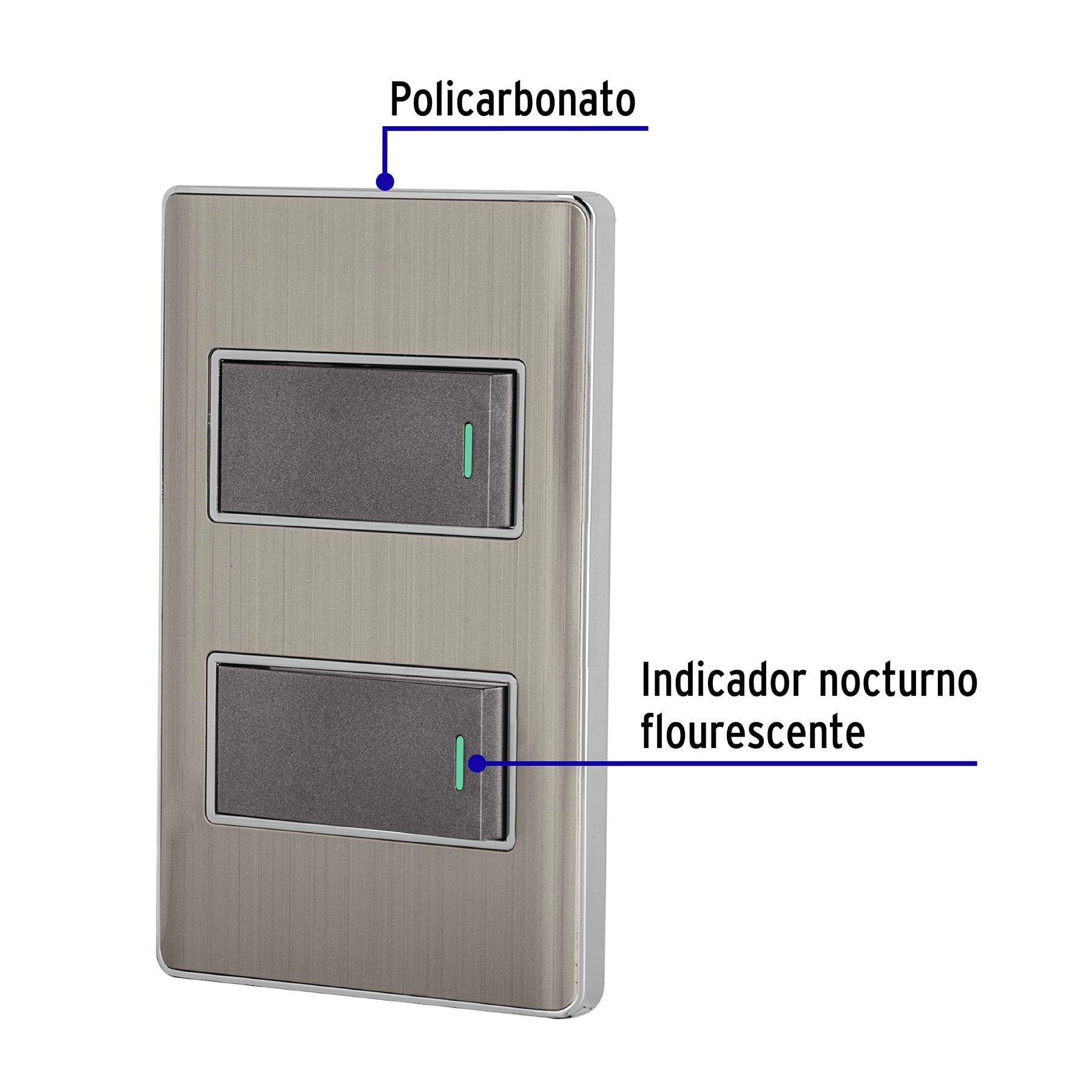 Placa armada acero inox con 2 interruptores 1 modulo Lisboa