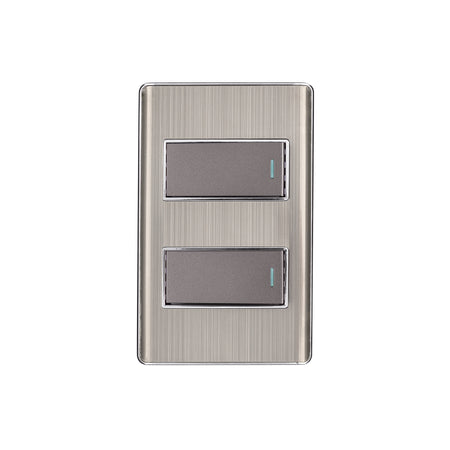 Placa armada acero inox con 2 interruptores 1 modulo Lisboa