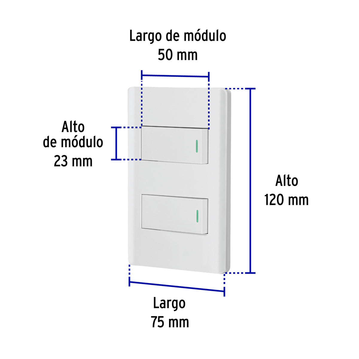 Placa armada blanca con 2 interruptores 1 módulo, Lisboa