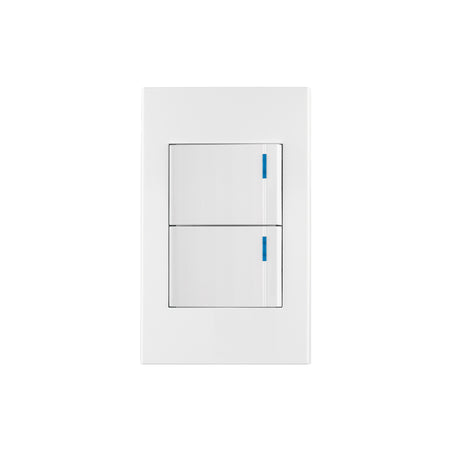 Placa armada 2 interruptores, 1.5 módulos, Española, blanco