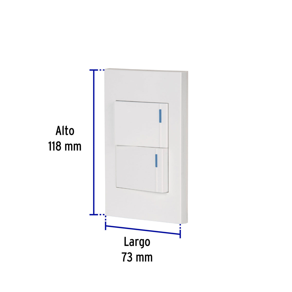 Placa armada 2interruptores 1de 3vías,1.5mod,Española blanco