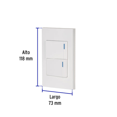 Placa armada 2interruptores 1de 3vías,1.5mod,Española blanco