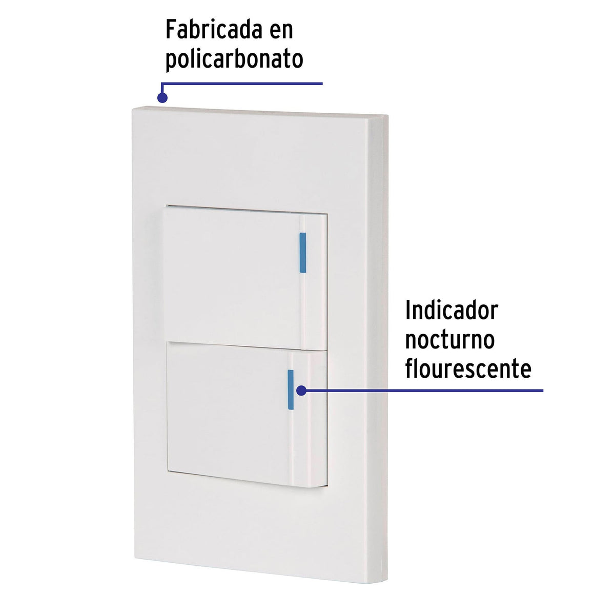 Placa armada 2interruptores 1de 3vías,1.5mod,Española blanco