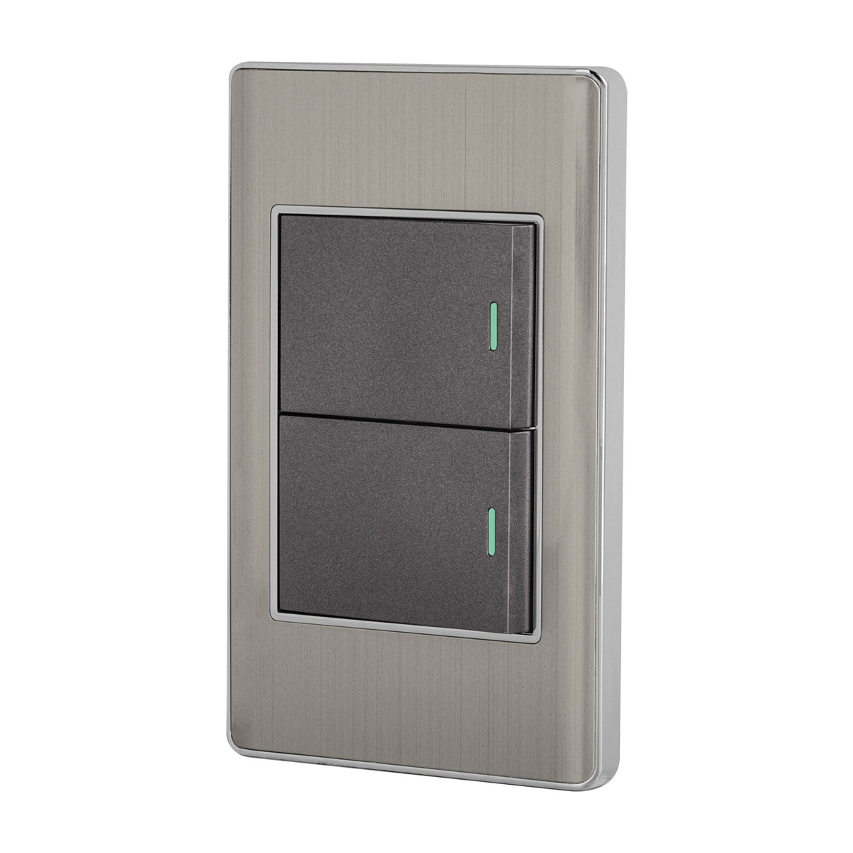 Placa armada acero 1 interruptor y 1 de 3vias 1.5modLisboa