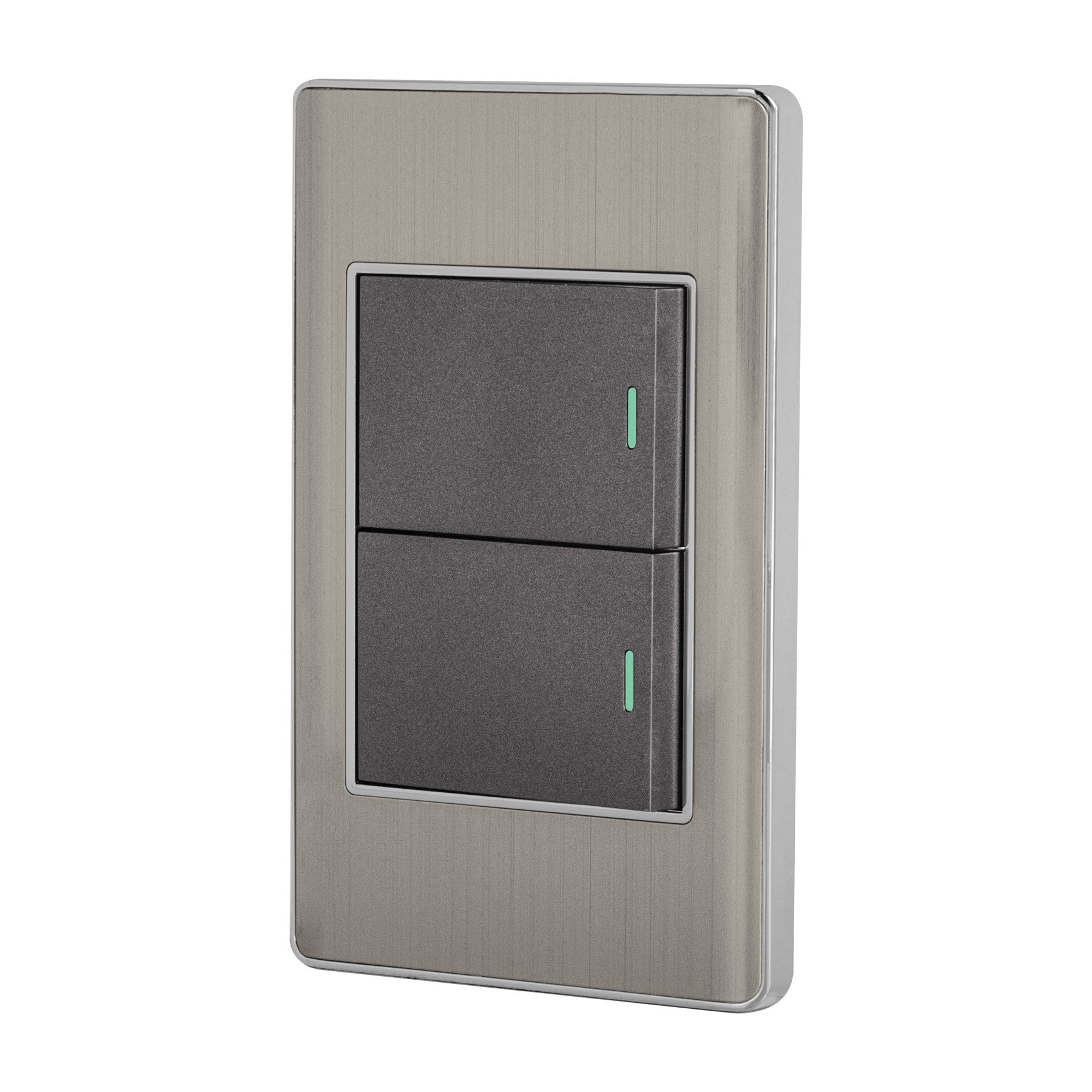 Placa armada acero 1 interruptor y 1 de 3vias 1.5modLisboa