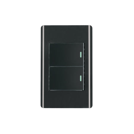 Placa armada negra 1 interruptor y 1 de 3vías 1.5mód,Lisboa