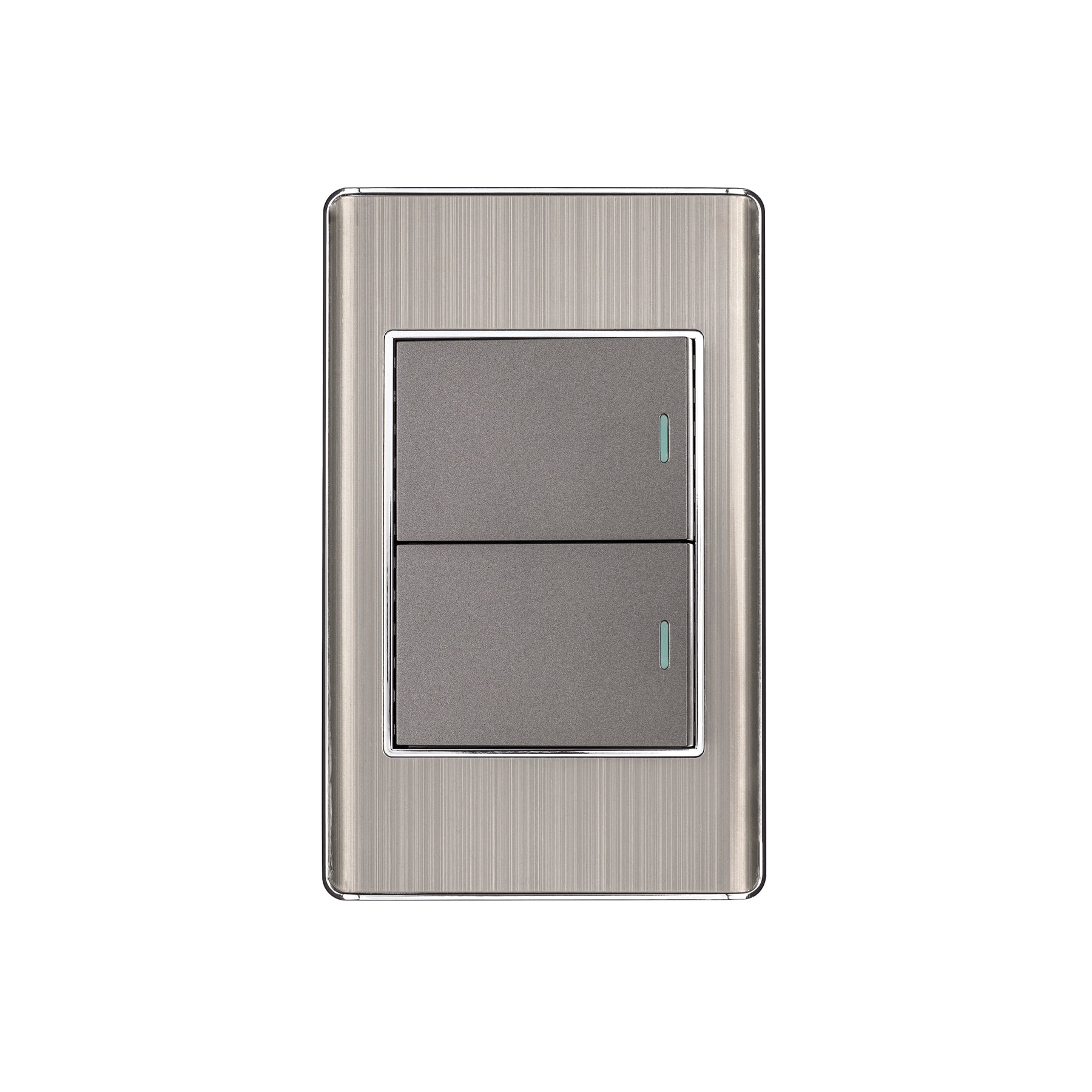 Placa armada acero inox 2 interruptores 1.5 módulos, Lisboa