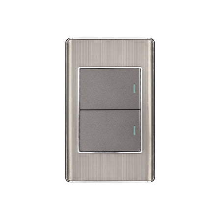 Placa armada acero inox 2 interruptores 1.5 módulos, Lisboa