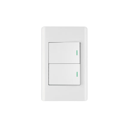 Placa armada blanca 2 interruptores 1.5 módulos, Lisboa