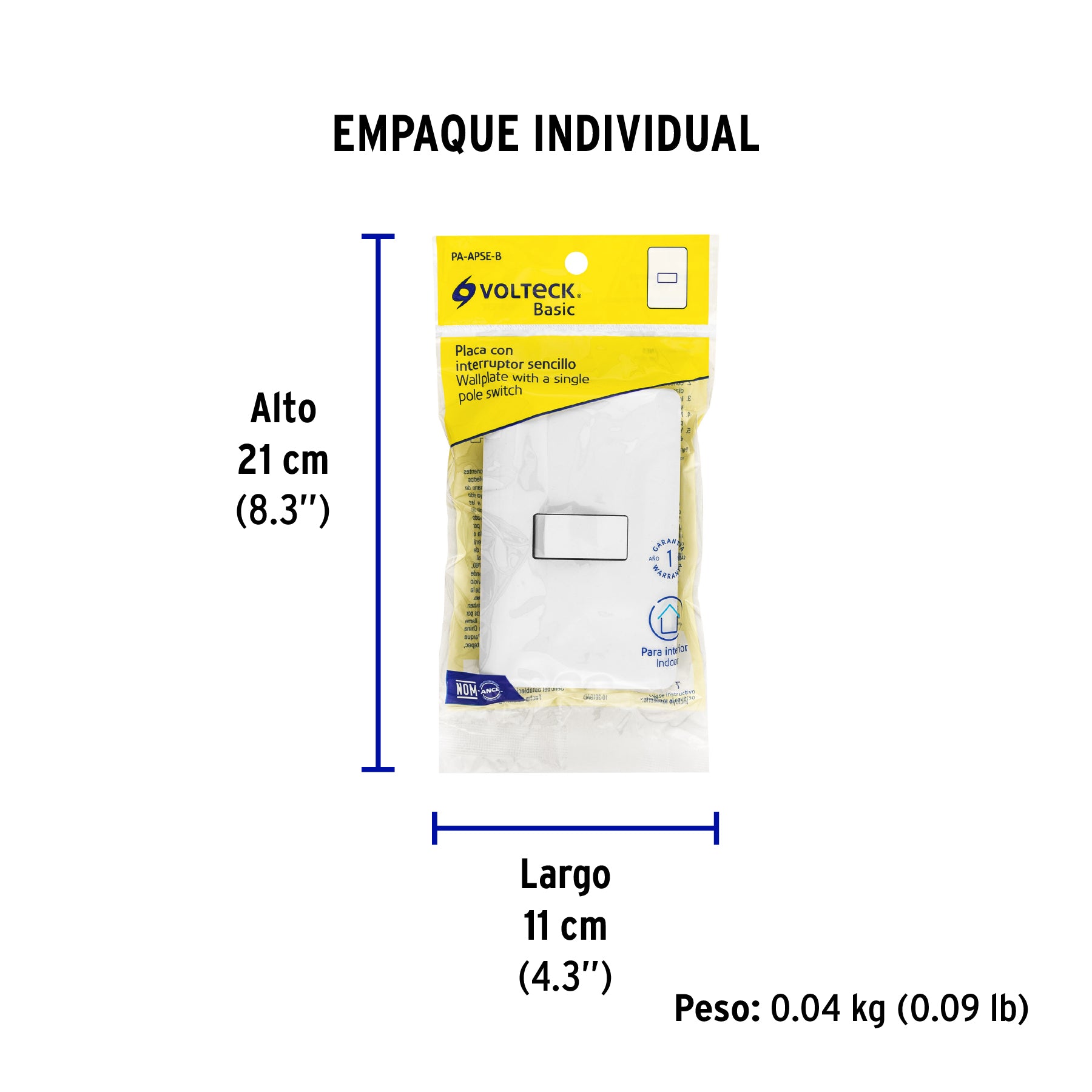 Placa armada con 1 interruptor sencillo Volteck Basic
