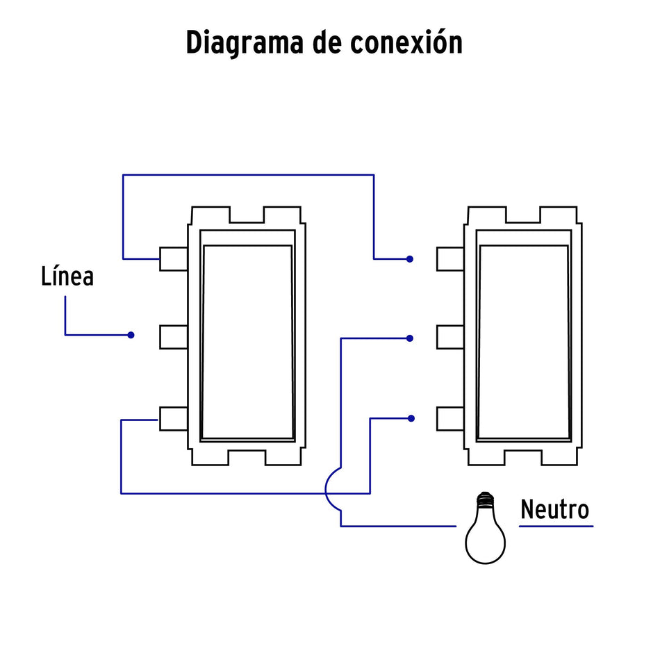 Placa armada con 1 interruptor de 3 vías, Volteck Basic