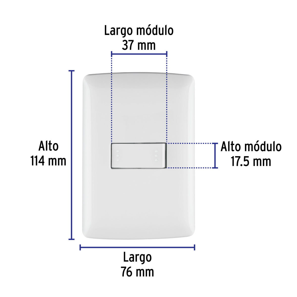 Placa armada 1 interruptor escalera, blanco, línea Italiana blanco