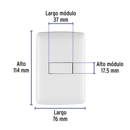 Placa armada 1 interruptor escalera, blanco, línea Italiana blanco