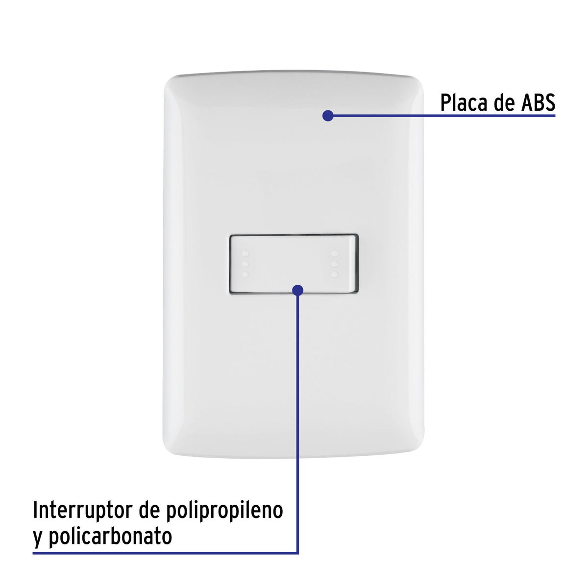Placa armada 1 interruptor escalera, blanco, línea Italiana blanco