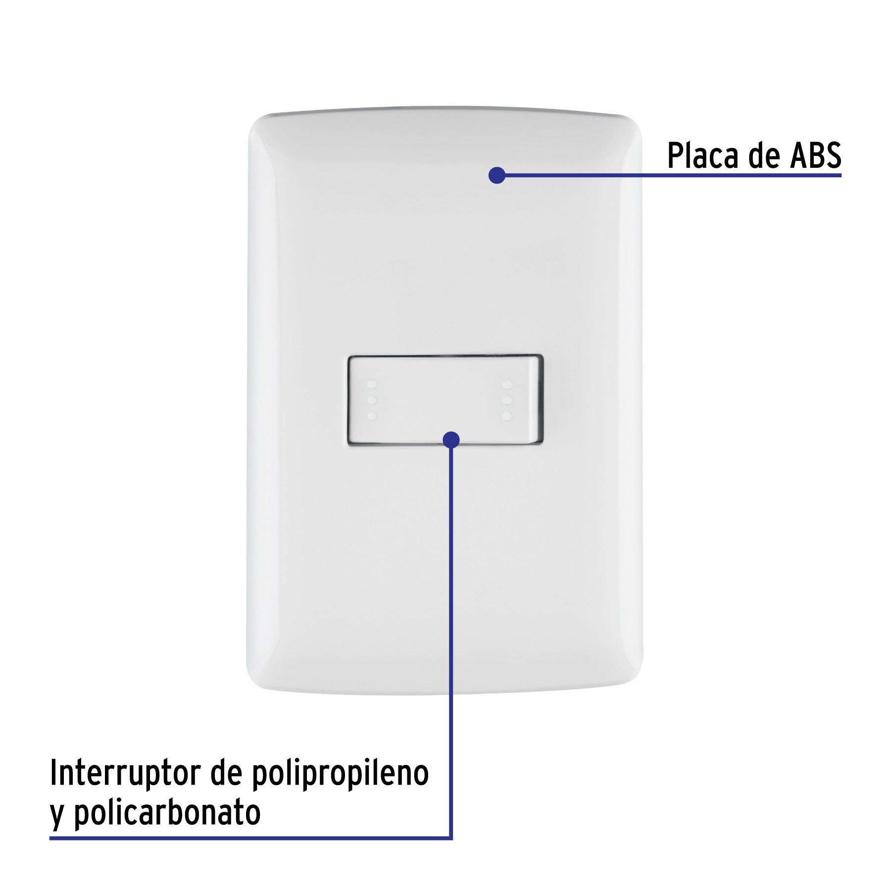 Placa armada 1 interruptor escalera, blanco, línea Italiana blanco